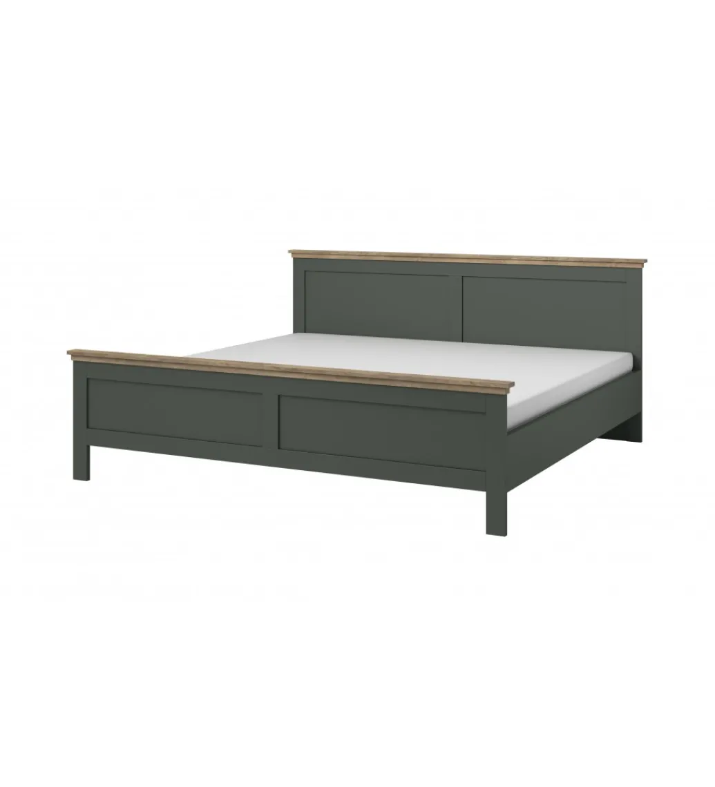 Łóżko EVORA 180 cm x 200 cm zielone z dodatkiem koloru dąb Lefkas*Helvetia Discount