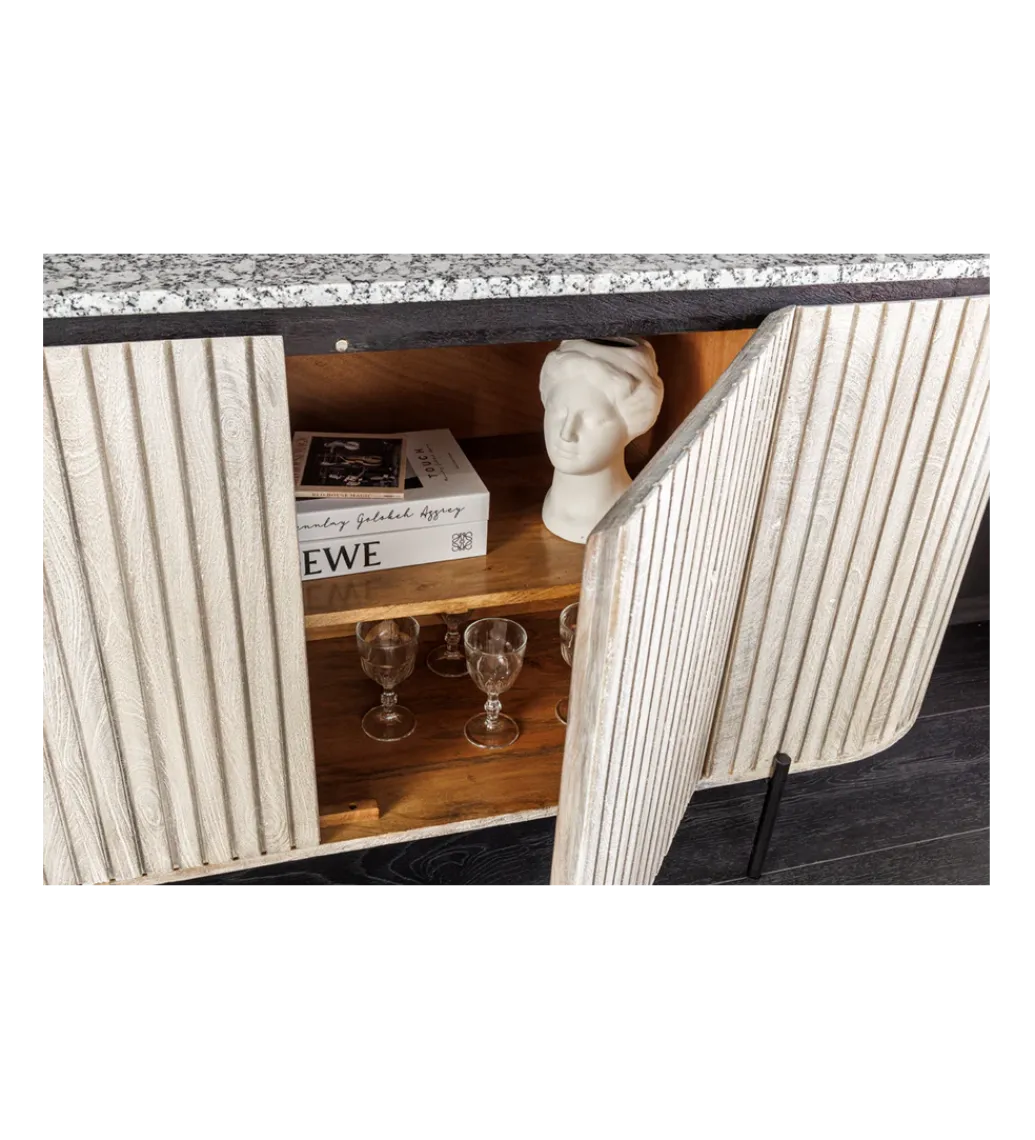 Komoda ADLON 170 cm drewno mango marmur szara*Invicta Interior - przedsprzedaż Clearance