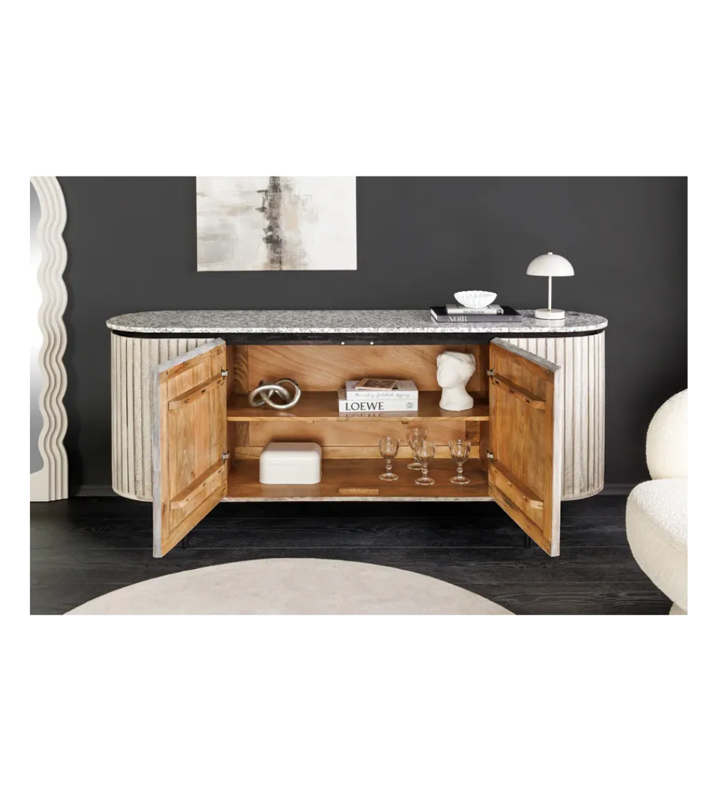 Komoda ADLON 170 cm drewno mango marmur szara*Invicta Interior - przedsprzedaż Clearance