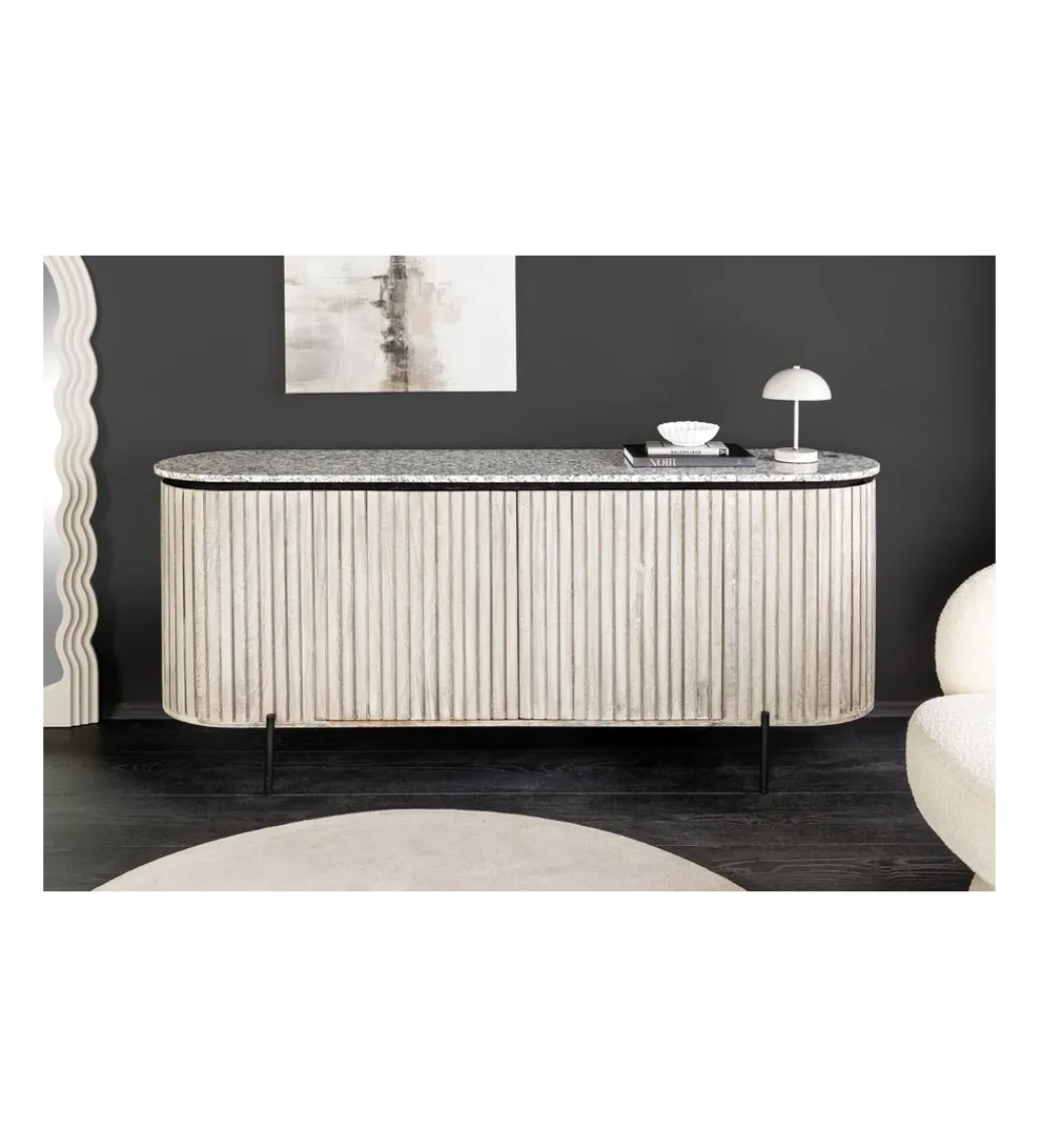 Komoda ADLON 170 cm drewno mango marmur szara*Invicta Interior - przedsprzedaż Clearance