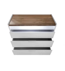 Komoda AMALTI 111 cm biała z dodatkiem koloru orzechowego*MCA Linia Włoska New
