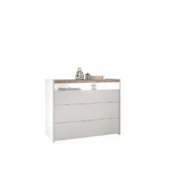 Komoda AMALTI 111 cm biała z dodatkiem koloru orzechowego*MCA Linia Włoska New