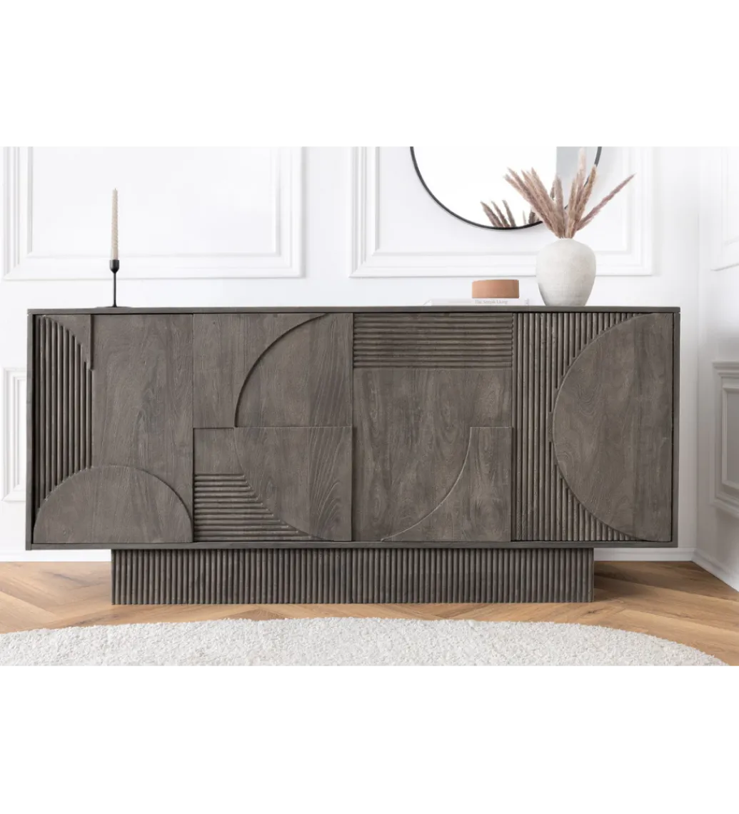 Komoda ART DECO 170 cm drewno mango szary*Invicta Interior