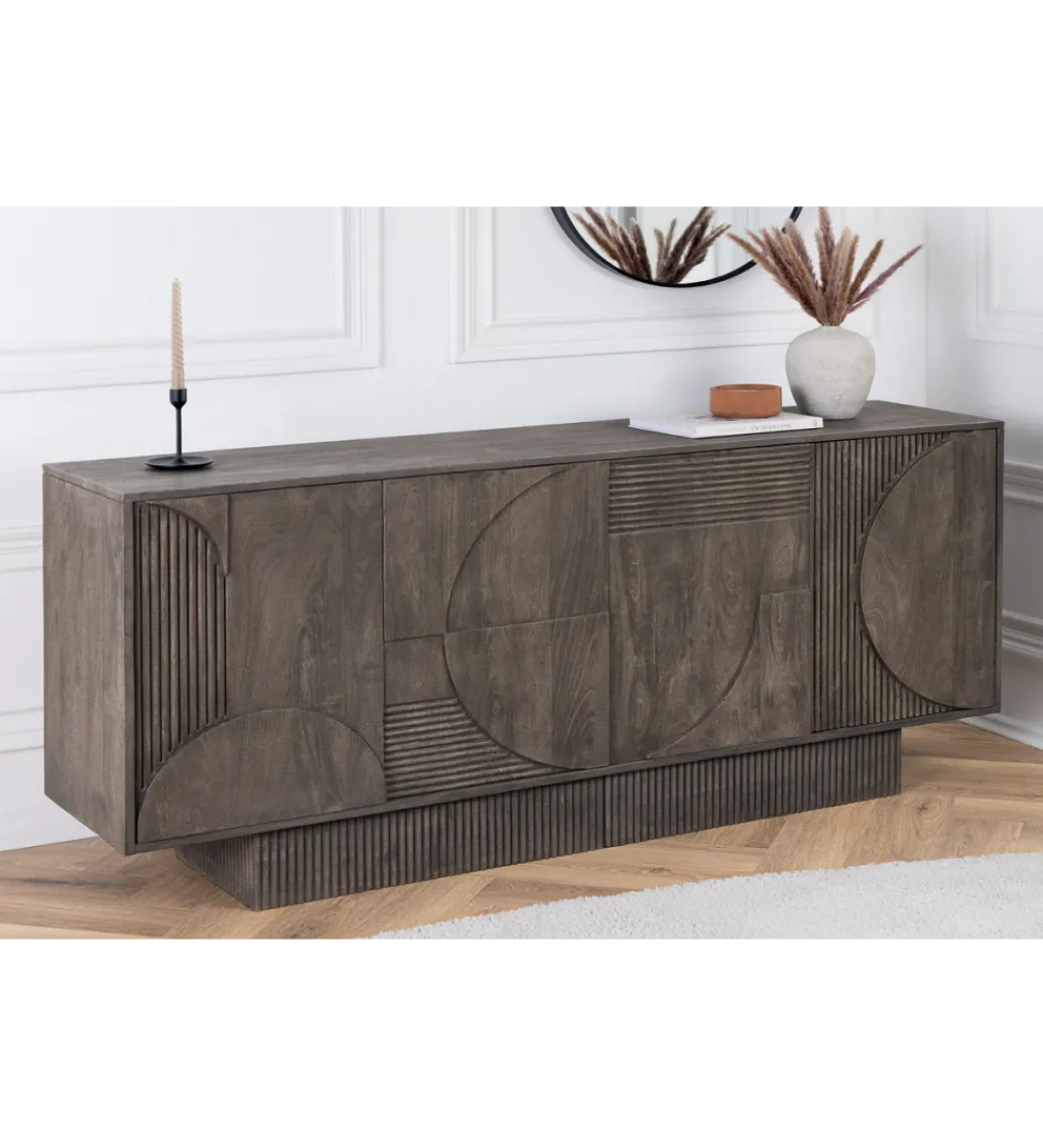 Komoda ART DECO 170 cm drewno mango szary*Invicta Interior