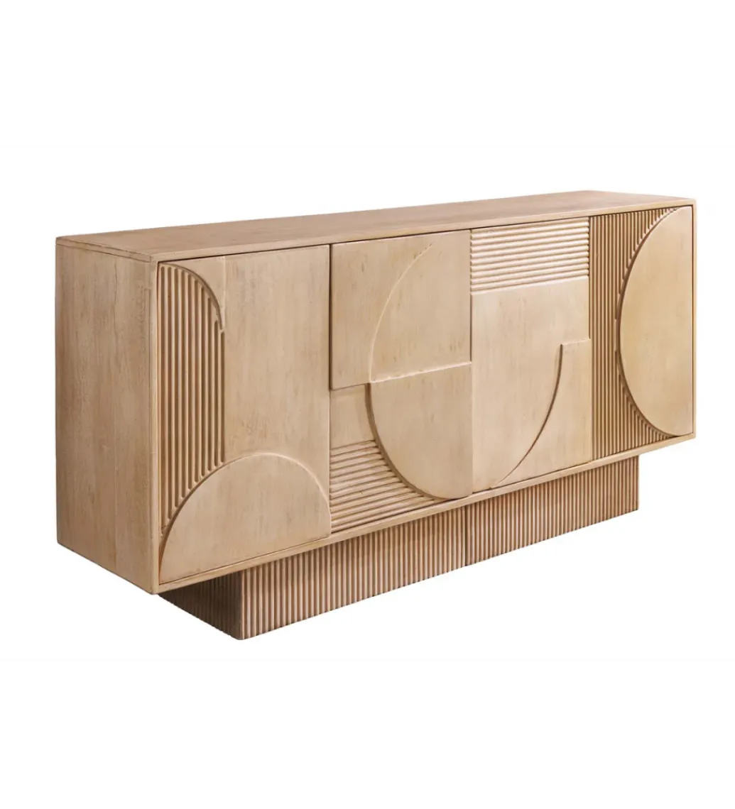 Komoda ART DECO 170 cm drewno mango biało beżowa*Invicta Interior Best