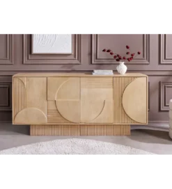 Komoda ART DECO 170 cm drewno mango biało beżowa*Invicta Interior Best