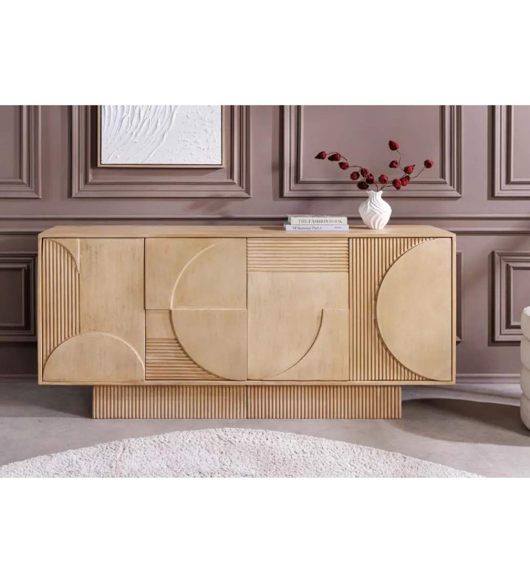 Komoda ART DECO 170 cm drewno mango biało beżowa*Invicta Interior Best