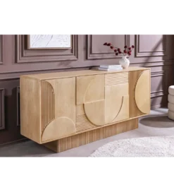 Komoda ART DECO 170 cm drewno mango biało beżowa*Invicta Interior Best