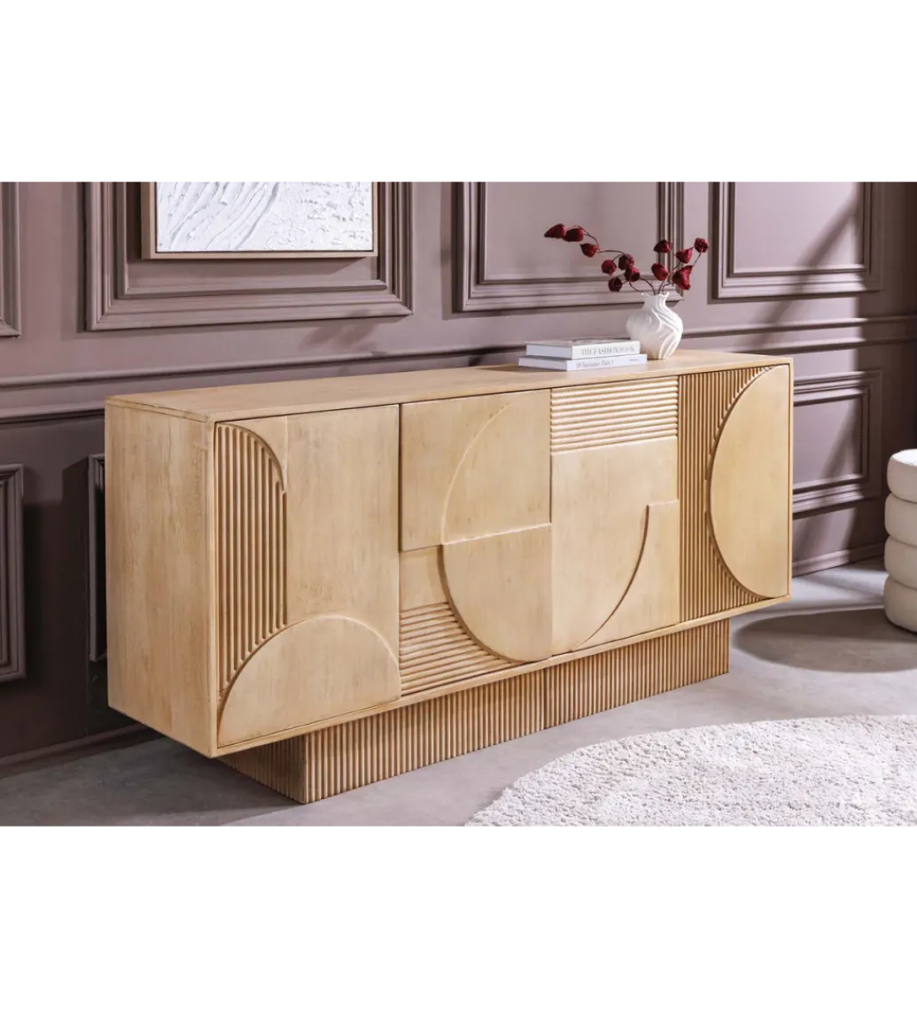 Komoda ART DECO 170 cm drewno mango biało beżowa*Invicta Interior Best