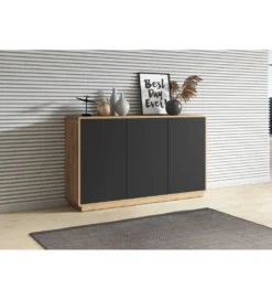 Komoda ASTON 160 cm czarna z dodatkiem koloru dąb Taurus*Helvetia Discount