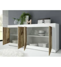 Komoda BASIC 207 cm biała z dodatkiem koloru klon pero*MCA Linia Włoska Discount