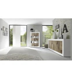 Komoda BASIC 207 cm biała z dodatkiem koloru klon pero*MCA Linia Włoska Discount