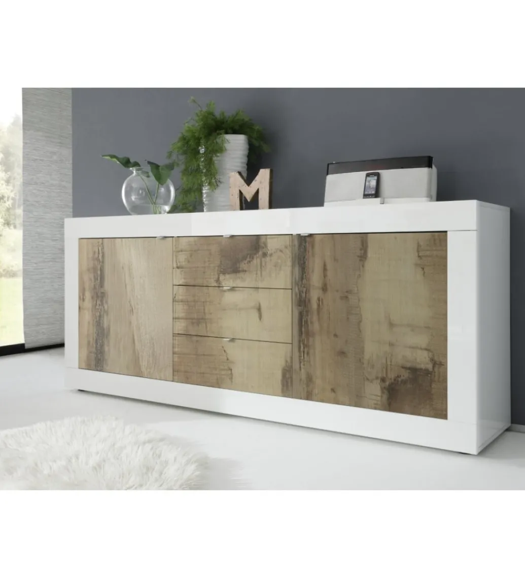 Komoda BASIC 210 cm biała z dodatkiem koloru klon Pero*MCA Linia Włoska Online