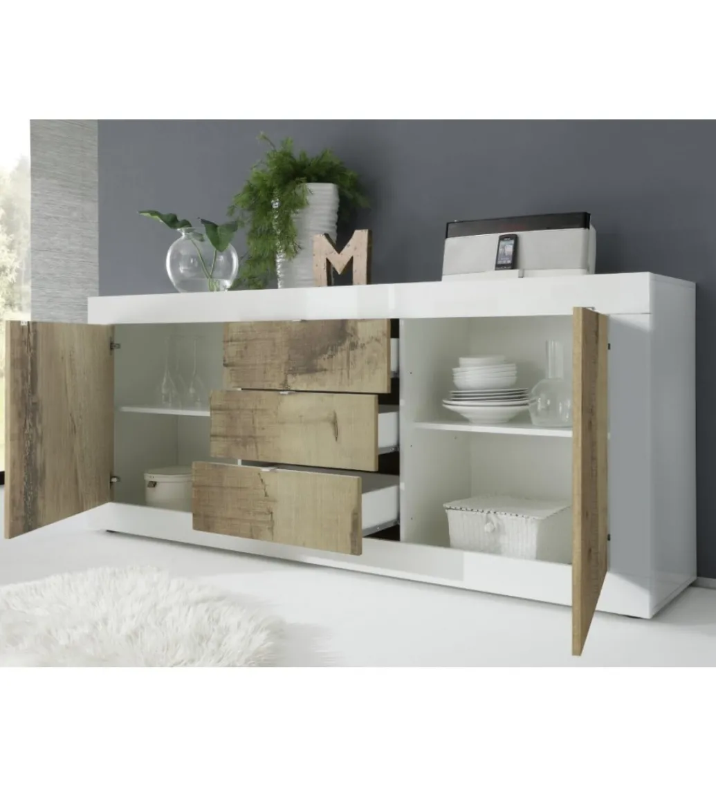Komoda BASIC 210 cm biała z dodatkiem koloru klon Pero*MCA Linia Włoska Online