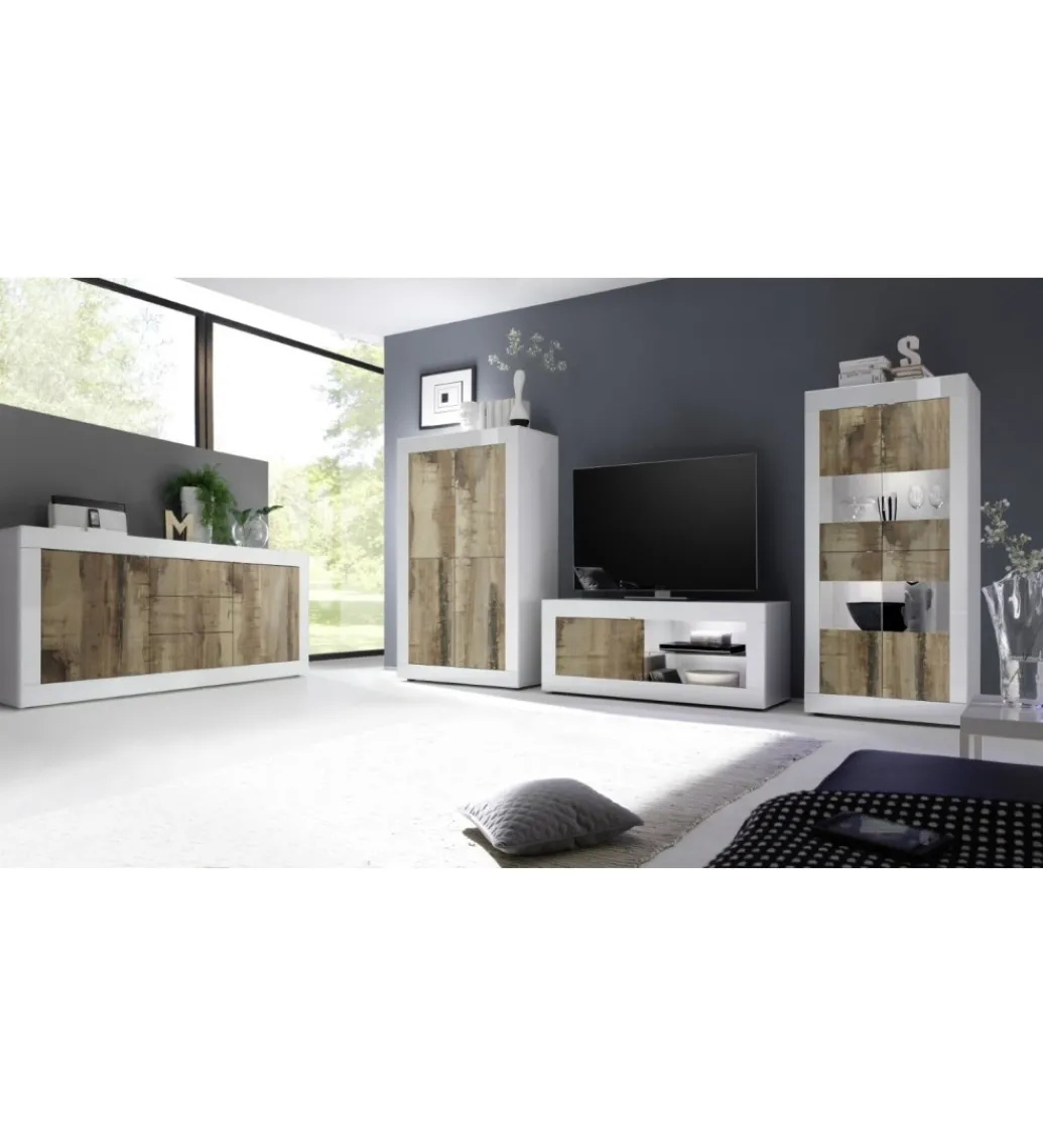 Komoda BASIC 210 cm biała z dodatkiem koloru klon Pero*MCA Linia Włoska Online