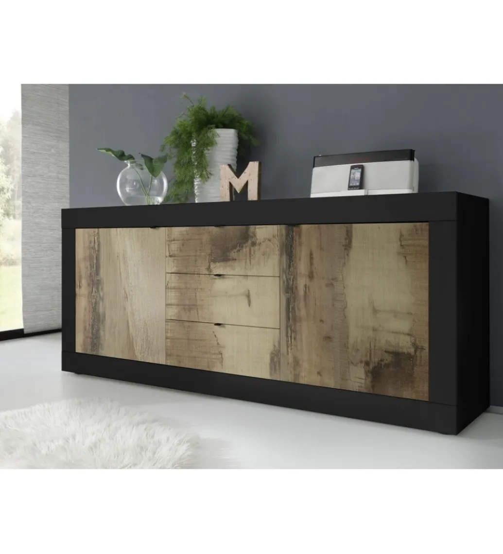 Komoda BASIC 210 Cm czarna z dodatkiem koloru klon Pero*MCA Linia Włoska Hot