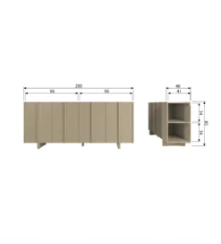Komoda BASU 200 cm drewno sosny piaskowa*WOOOD Online