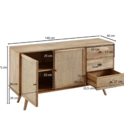 Komoda BELIZE 140 cm drewno mango*WOHNLING, GERMANY New