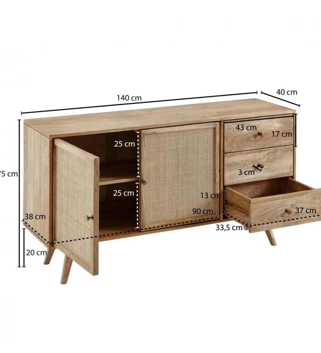 Komoda BELIZE 140 cm drewno mango*WOHNLING, GERMANY New