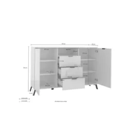 Komoda CASABLANCA 180 cm biała z dodatkiem klon Pero*MCA Linia Włoska Discount