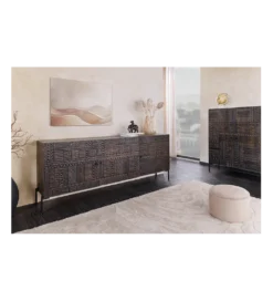 Komoda 3D TRIBAL 180 cm drewno mango ciemny brąz*Invicta Interior - przedsprzedaż Clearance