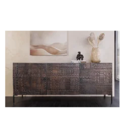 Komoda 3D TRIBAL 180 cm drewno mango ciemny brąz*Invicta Interior - przedsprzedaż Clearance