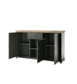 Komoda EVORA 160 cm zielona z dodatkiem koloru dąb Lefkas*Helvetia Clearance