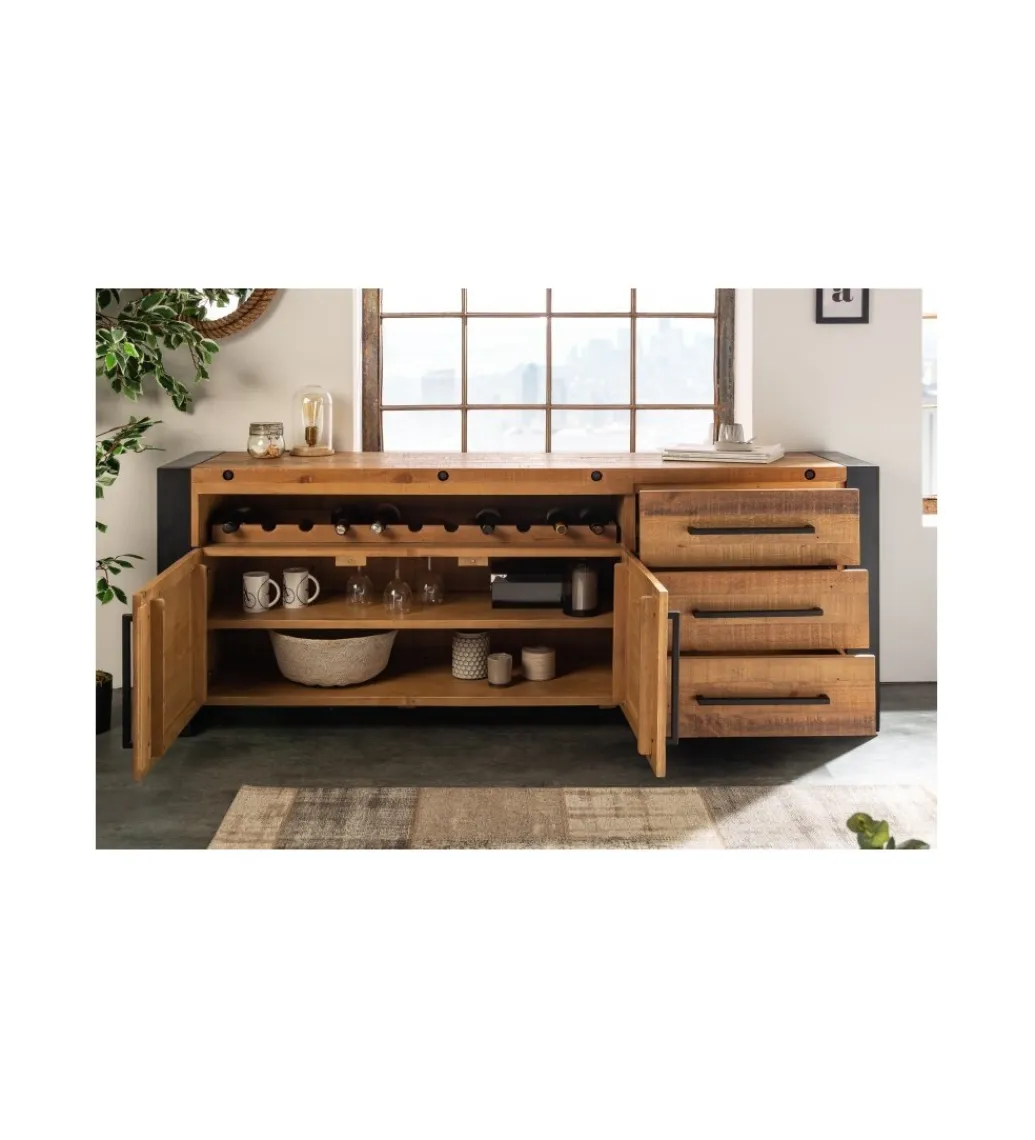 Komoda FACTORY Thor 195 cm drewno sosna brąz*Invicta Interior Discount