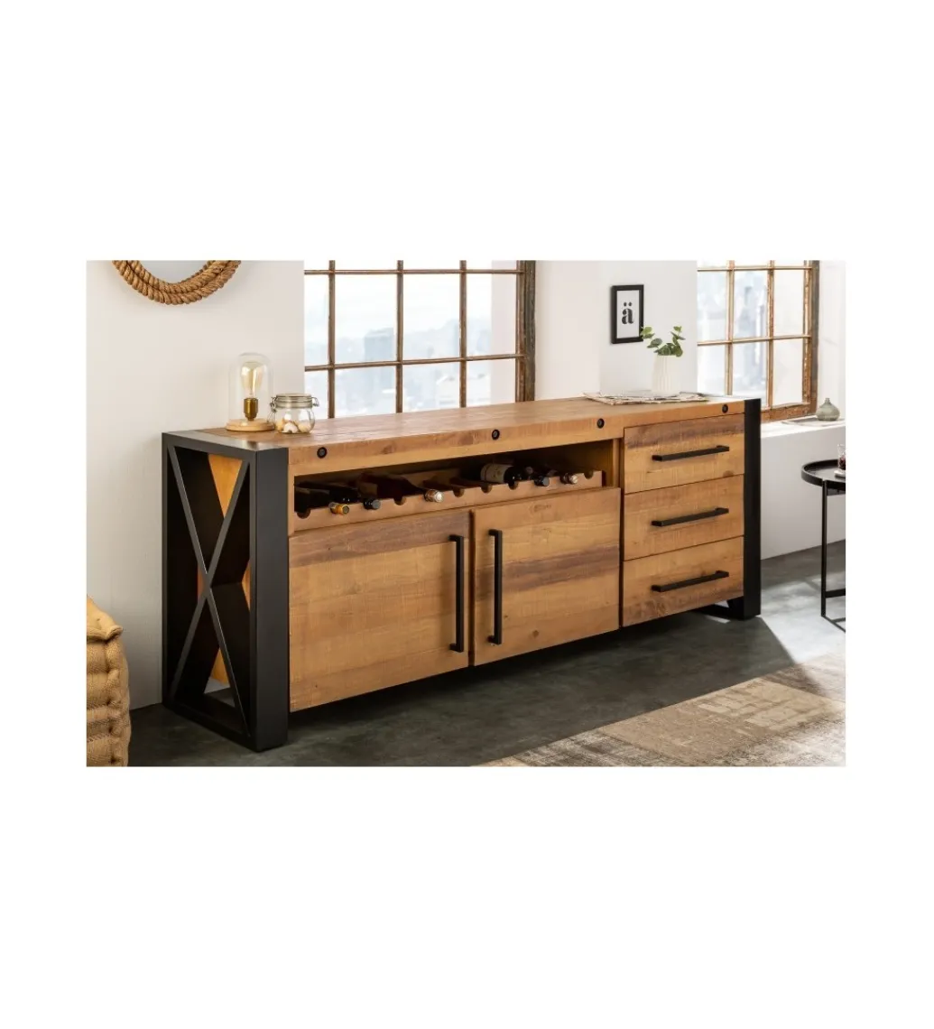 Komoda FACTORY Thor 195 cm drewno sosna brąz*Invicta Interior Discount