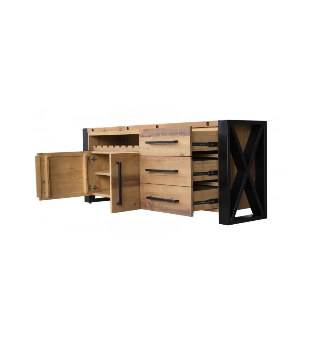 Komoda FACTORY Thor 195 cm drewno sosna brąz*Invicta Interior Discount
