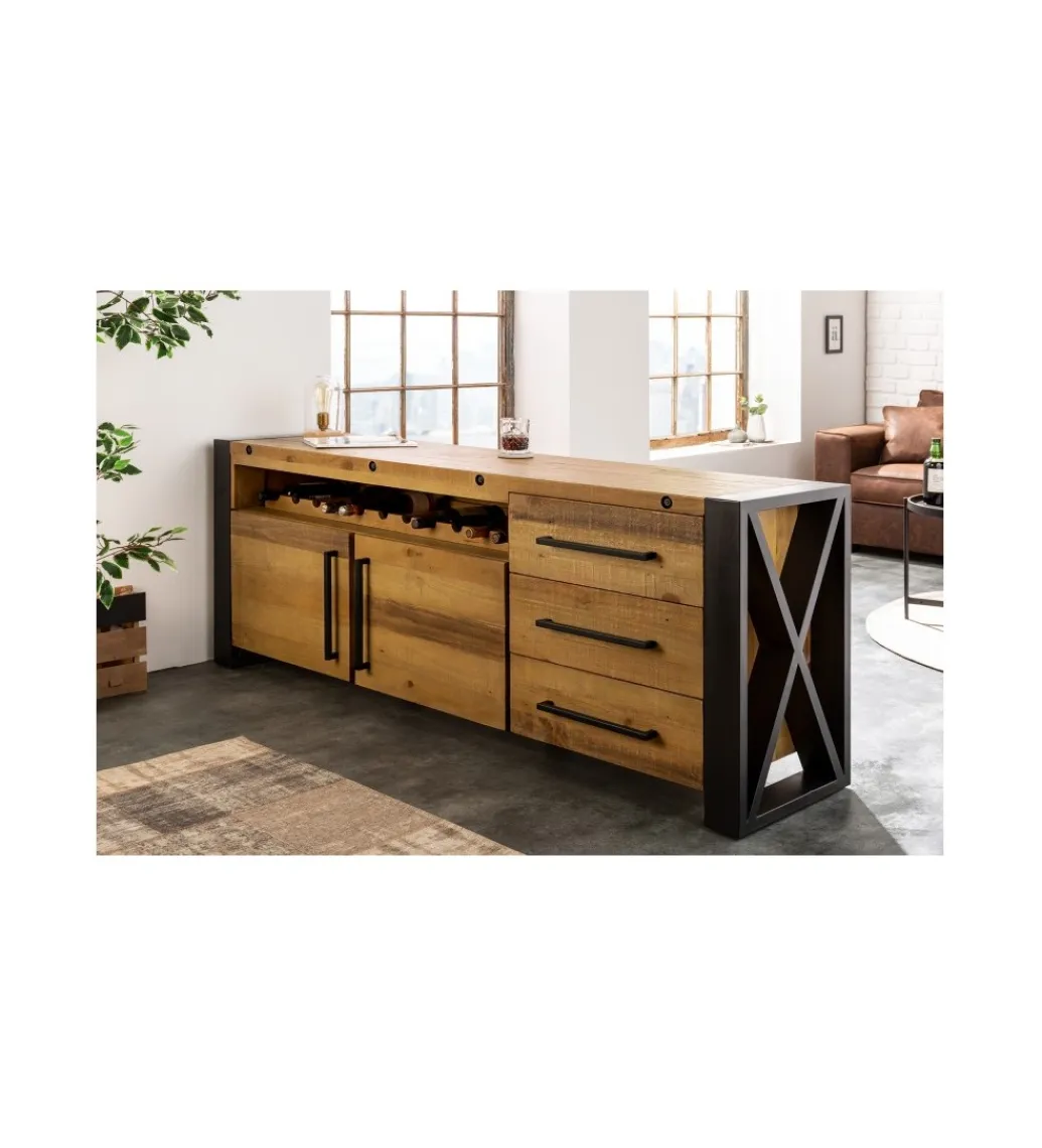 Komoda FACTORY Thor 195 cm drewno sosna brąz*Invicta Interior Discount
