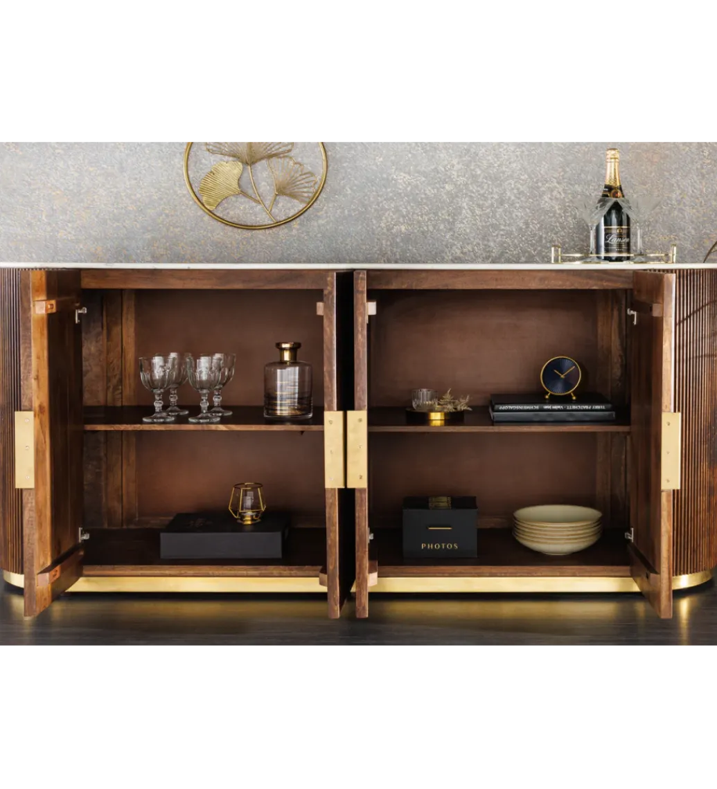 Komoda GATSBY 170 cm drewno mango blat biały marmur*Invicta Interior Online