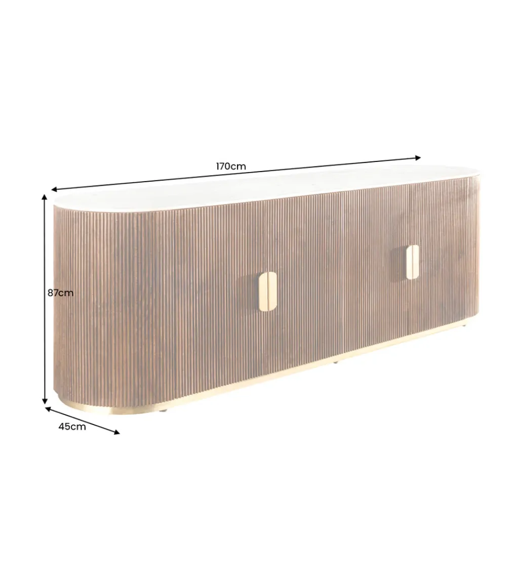 Komoda GATSBY 170 cm drewno mango blat biały marmur*Invicta Interior Online