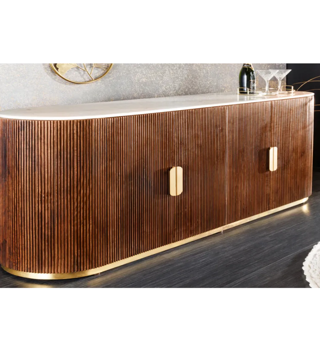 Komoda GATSBY 170 cm drewno mango blat biały marmur*Invicta Interior Online