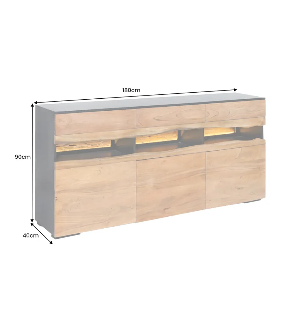 Komoda GRAND ACACIA 180 cm drewno akcja LED*Invicta Interior New