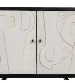 Komoda HALENSA 102 cm drewno mango czarnobiała*DENZO Sale