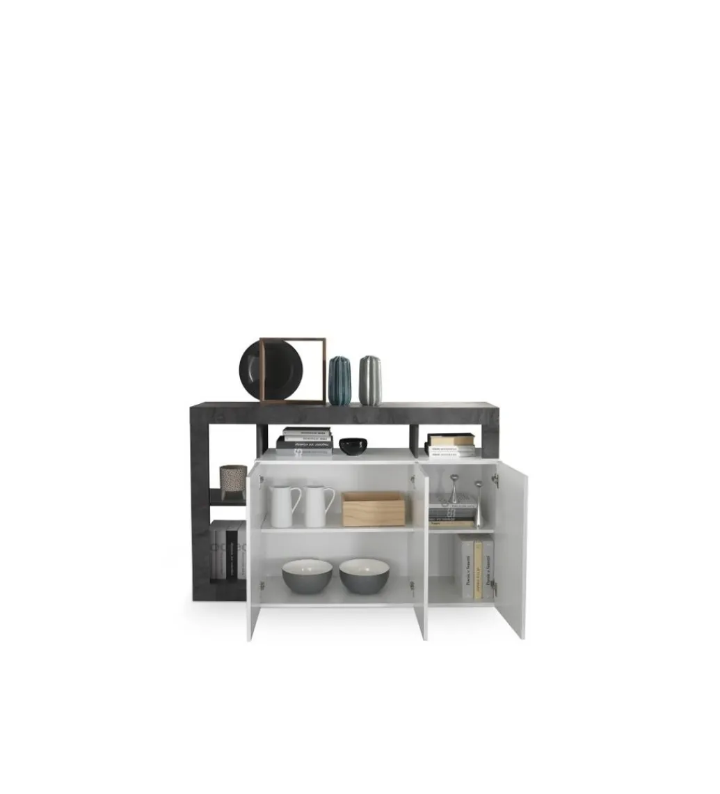 Komoda HAMBURG 146 Cm Biała Z Dodatkiem Koloru Antracytowego*MCA Linia Włoska Outlet