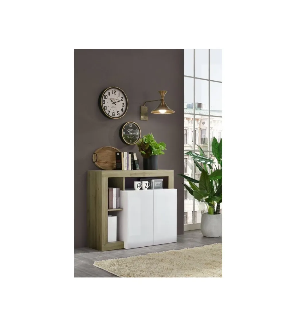 Komoda HAMBURG 108 cm biała z dodatkiem koloru dąb Cadiz*MCA Linia Włoska