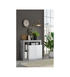 Komoda HAMBURG 108 cm biała z dodatkiem koloru szarego*MCA Linia Włoska Discount