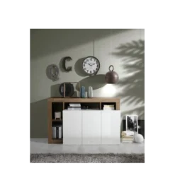 Komoda HAMBURG 146 cm biała z dodatkiem koloru dąb Mercure*MCA Linia Włoska Outlet