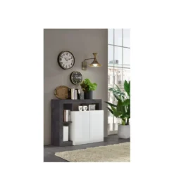 Komoda HAMBURG 108 cm biała z dodatkiem koloru antracytowego*MCA Linia Włoska New