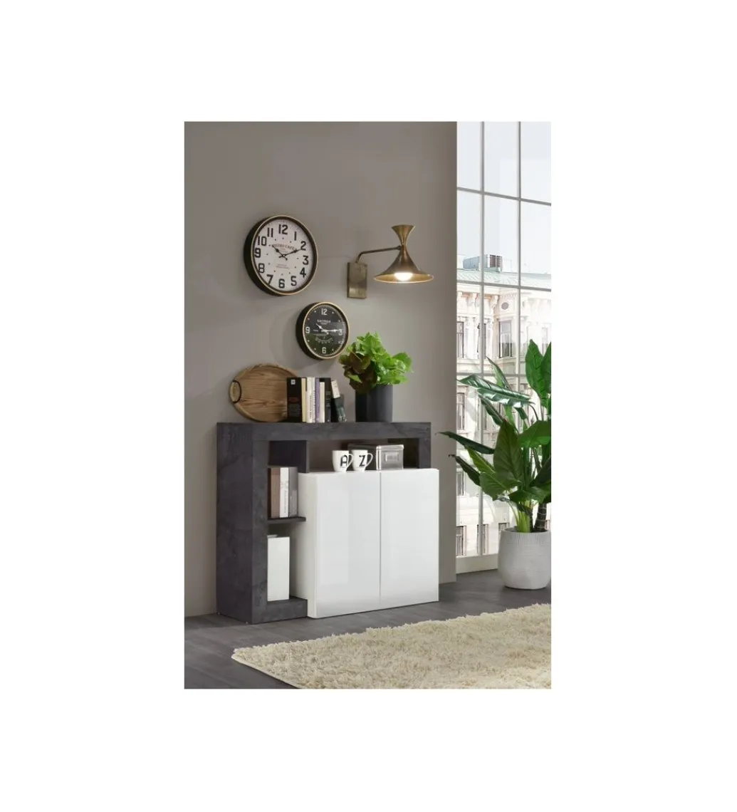 Komoda HAMBURG 108 cm biała z dodatkiem koloru antracytowego*MCA Linia Włoska New