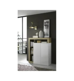 Komoda HAMBURG 146 cm biała z dodatkiem koloru dąb Cadiz*MCA Linia Włoska Outlet
