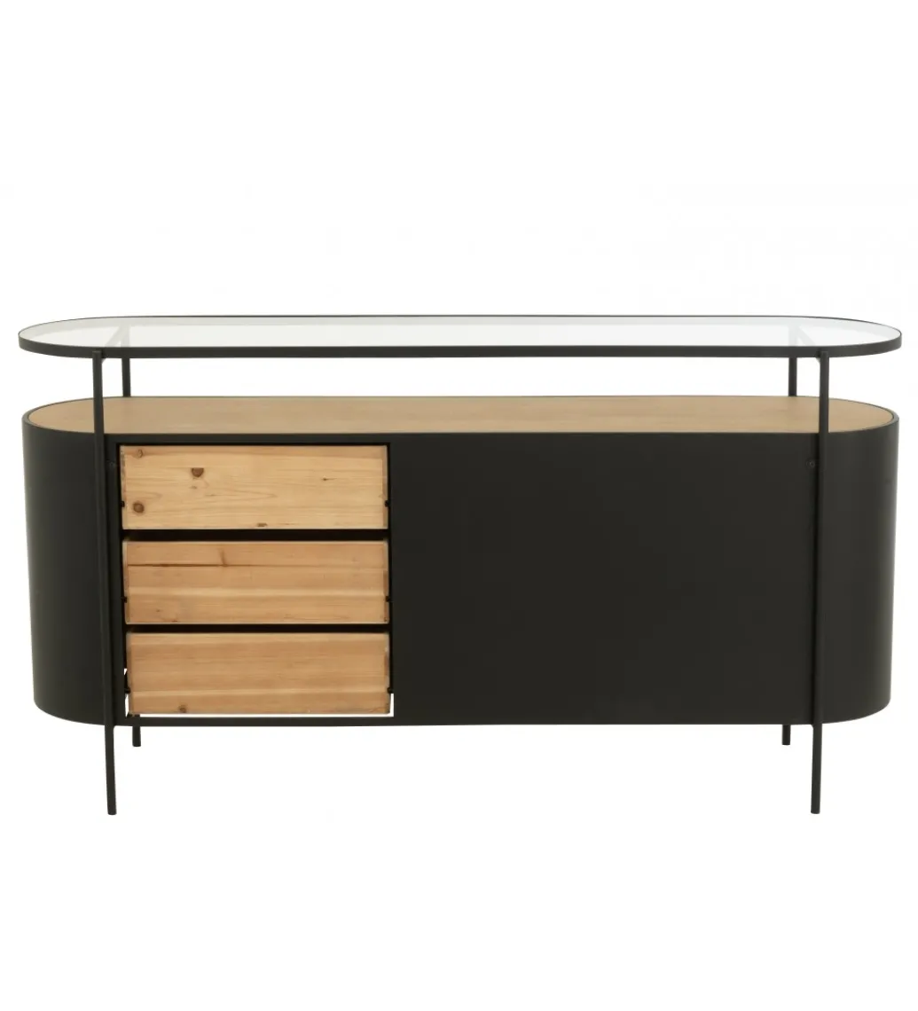 Komoda IVY 150 cm naturalna czarna*J-Line Clearance