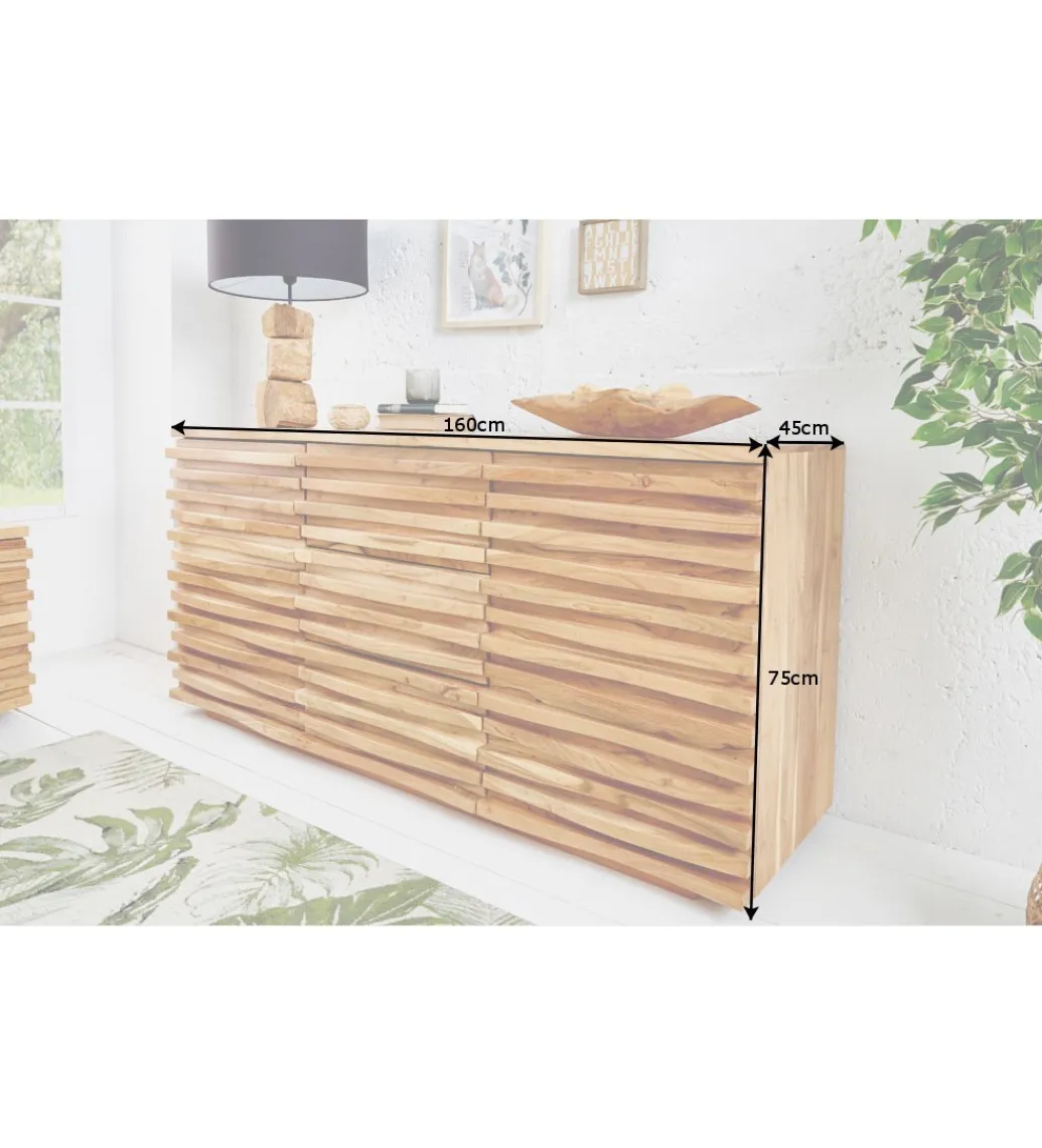 Komoda JAGNCY Relief 160 cm drewno akacja*Invicta Interior New