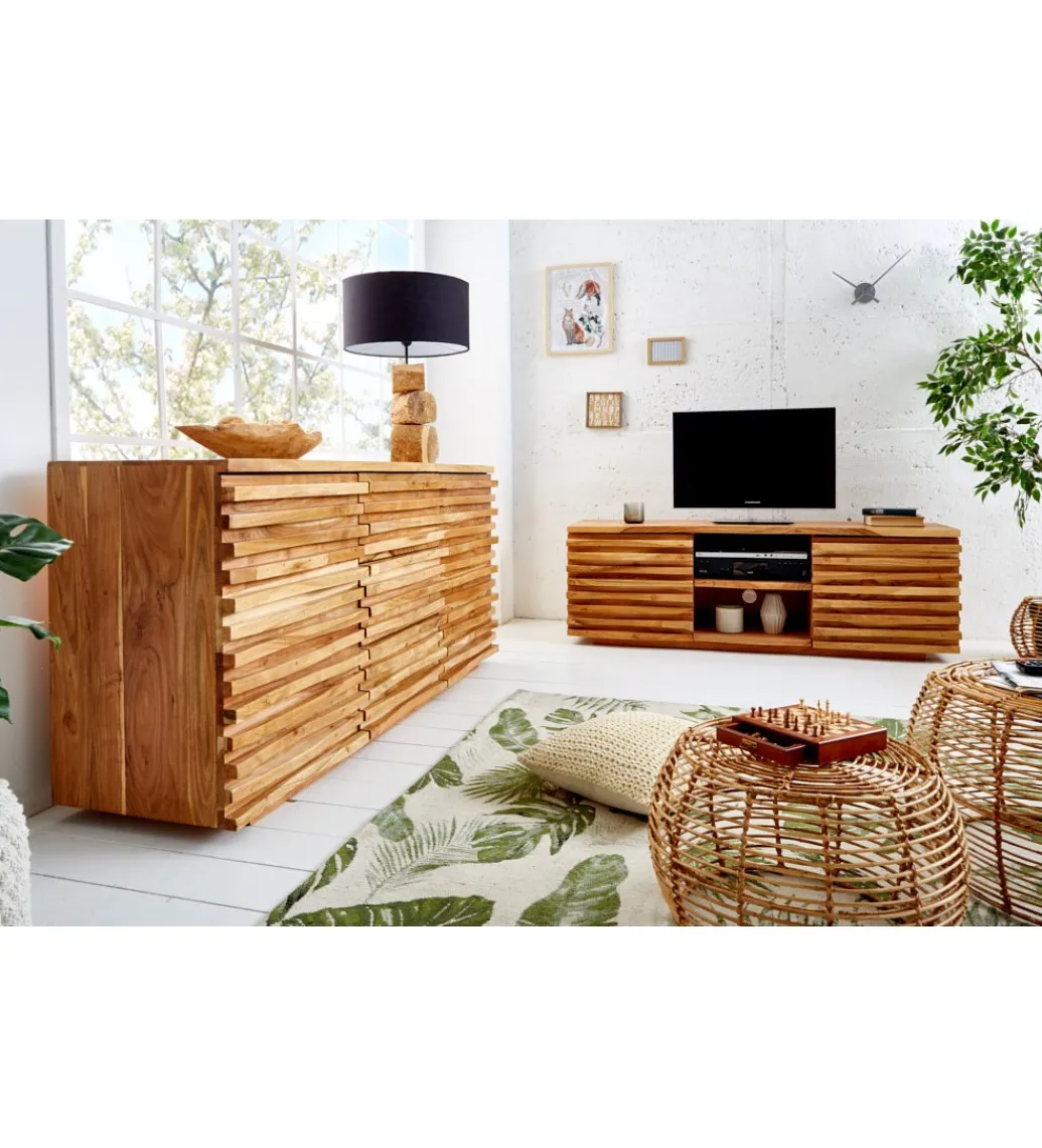 Komoda JAGNCY Relief 160 cm drewno akacja*Invicta Interior New