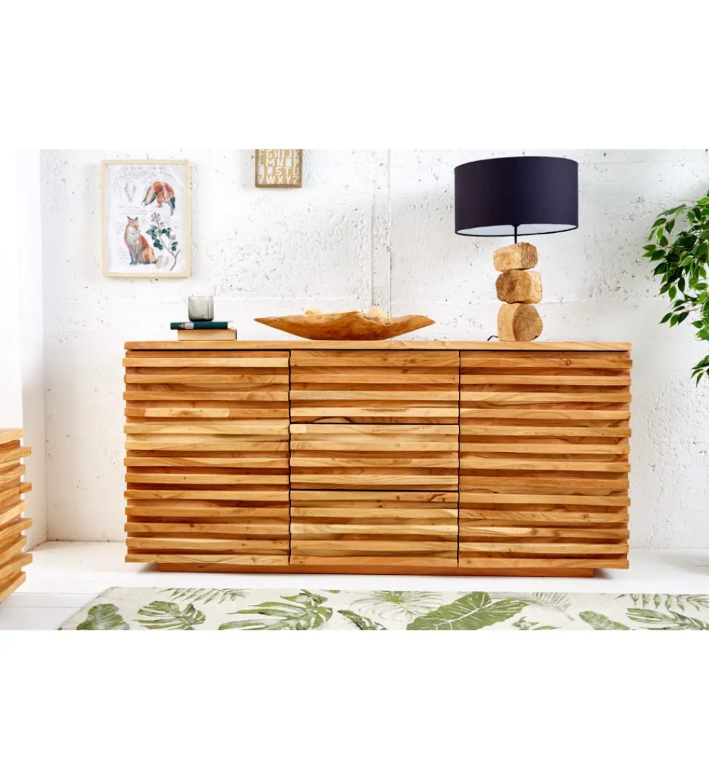 Komoda JAGNCY Relief 160 cm drewno akacja*Invicta Interior New