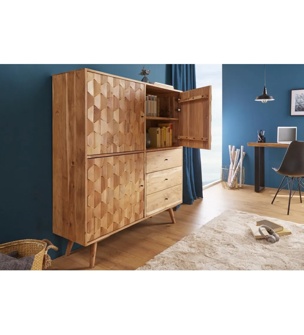 Komoda Komodo wysoka Mystic Living 140 cm drewno akacja*Invicta Interior - przedsprzedaż