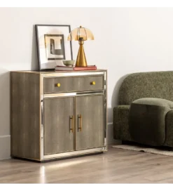 Komoda KOSTI 81 cm szklana srebrno-szary*Zona-Design Best