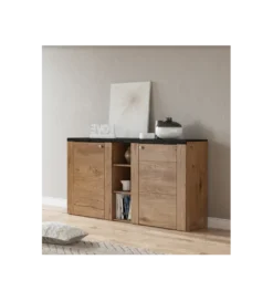 Komoda LARONA 155 cm o wybarwieniu dąb lefkas z kolorem touchwood*Helvetia Discount